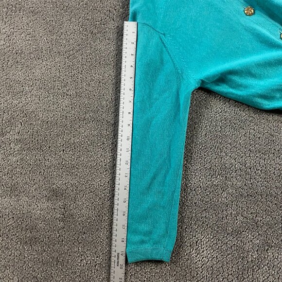 Vintage Ballantyne of Peebles Cashmere Cardigan Sweater Womens 36 Teal Turquoise - Picture 13 of 14